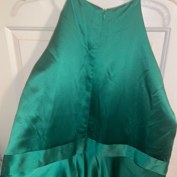 Women's Halter Spaghetti Straps Satin High-Low Floor Length Formal Dress - Picture 5 of 9